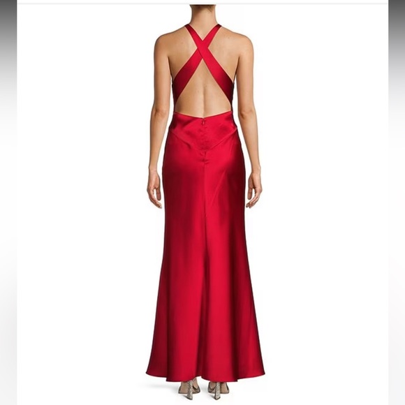 NWT Antonio Melani Mirabella Satin Rosette Applique V-Neck Dress - Picture 2 of 10